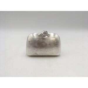 NWT Vintage Rodo Italy Brushed Silver Evening Clutch Purse Chain Crossbody